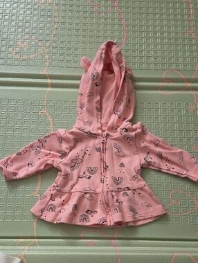 Carter's Pink Hooded Zip-Up Jacket with Rainbow Accents